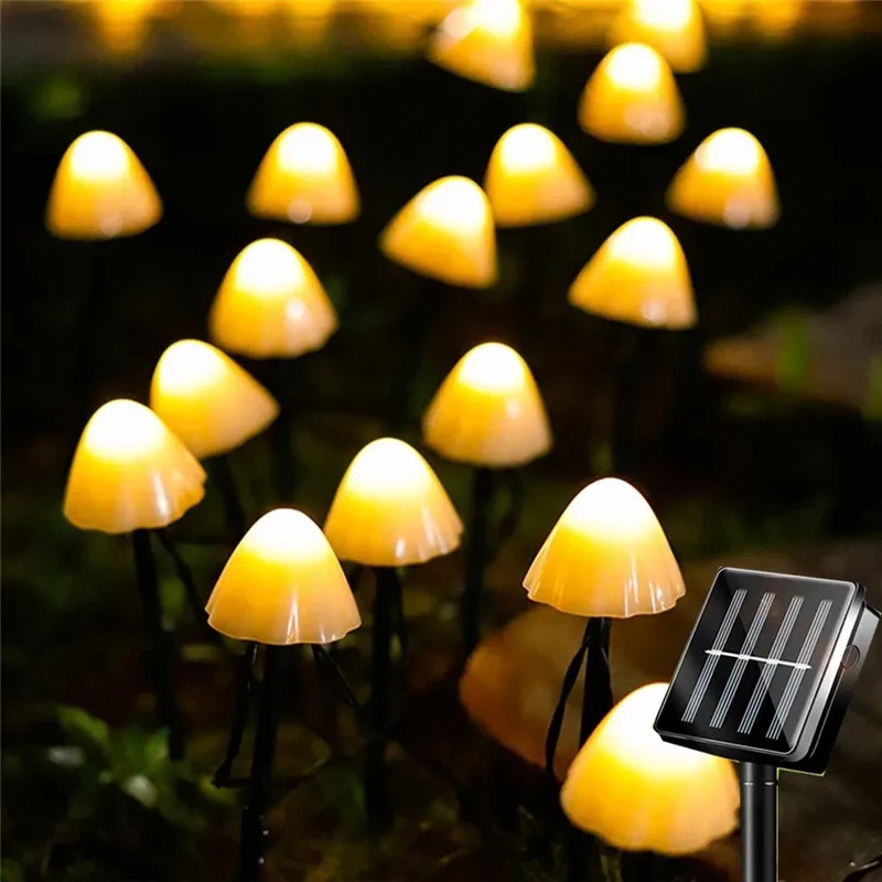 LED Solar String Light Mushroom Lights IP65 Outdoor Waterproof Gar Garden Patio  - £148.16 GBP