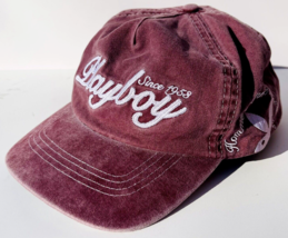 Playboy x Homme Femme Embroidered Vintage Washed Burgundy Red Snapback - £23.14 GBP