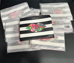 Lot Of 9 Sephora Makeup Bag Pouch Lip Card Case Red Stripes NEW - $44.55