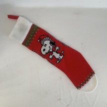Snoopy Peanuts Christmas Stocking Knit Ambassador Hallmark Vintage 19&quot; w/Flaw - £15.71 GBP