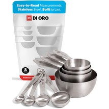 Di Oro Stainless Steel Measuring Cup And Spoon Set - Metal Measuring Cups And Sp - £25.56 GBP