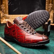 Hand painted big block alligator scales Sneaker Shoes Saulo Cognac image 11