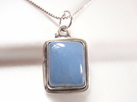 Chalcedony Rectangle 925 Sterling Silver Necklace Corona Sun Jewelry k104q - £16.50 GBP