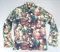 Vintage 70s La Strada Classic Disco Button-Up Shirt L Acetate Nylon Silk... - $61.69