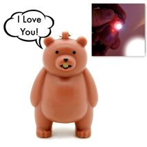 LED BEAR KEYCHAIN w Light and Sound Animal Toy Says I Love You Key Ring ... - $4.95