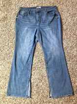 Eloquii Jeans Womens 18 Blue Slit Split Hem Flare Stretch 38x32 Faded Wh... - $28.59