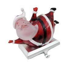 3D Jolly Santa Claus Acrylic Stocking Holder 2 LB Heavy Red Christmas - $27.71