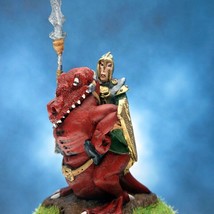Painted Resin/Metal D&amp;D Miniature Warrior riding Dragon - £39.83 GBP