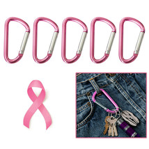 5 Pc Pink Aluminum Carabiner 2&quot; D-Ring Snap Hook Key Chain Keyring Sprin... - $14.99