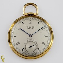 Gruen Cara Abierta Veri-Thin 10k Oro Llenado Reloj de Bolsillo 17 Joyas ... - £774.83 GBP