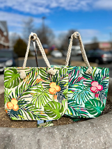 Tropical Palm Print Beach Tote Bag - $19.99