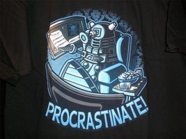TeeFury Doctor Who LARGE &quot;Procastinate!&quot; Dalek Doctor Who Tribute Shirt BLACK - £11.19 GBP
