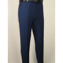 Men's MONO Turkey Slacks 100% Wool Plain Front Slim Fit 2502-04 Royal Blue image 4