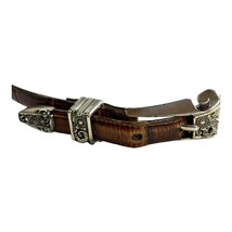 1990s Brighton Womens Brown Leather Belt With Ornate Silver Buckle Size 34 READ - $28.04