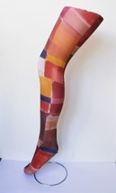 60&#39;s 70&#39;s Squares Lines Abstract Block Patterned Printed Tights Geometri... - $15.56