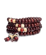 Stretch Wrap Mala Bracelet 108 6mm Bead Beautiful Brown Wood Prayer Budd... - €3,45 EUR
