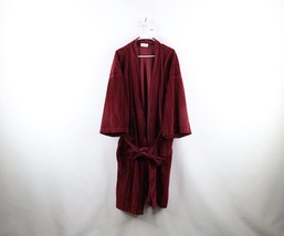 Vintage 70s Mens OSFA Distressed Striped Velour Velvet Belted Bath Robe USA - $59.35