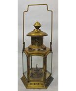  Vintage Brass Nautical Lantern Hexagon 12 1/2&quot; Tall Plus Handle  - €37,83 EUR