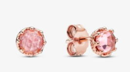 Genuine Pandora Pink Sparkling Crown Stud Earrings 288311C01 - $54.95