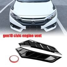 For 2016-2020 Honda Civic 10th Gen Glossy Black Engine Hood Cover Outlet... - £27.49 GBP