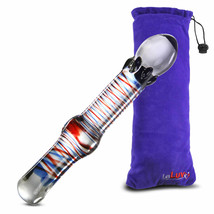 LeLuv Dildo 8 Inch G-Spot Beaded Glass Helix Wand with Premium Padded Pouch - £19.72 GBP