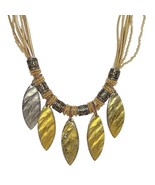 Avenue Multi Strand Seed Beads Laminated Boho Leaf Dangles Statement Nec... - $40.50 CAD