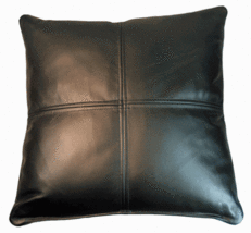 Cushion Cover Leather Pillow Throw Hair Decorative Genuine Decor Rug Bla... - $9.49+