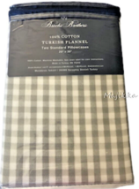 Brooks Brothers Turkish Flannel Standard Pillowcases Set of 2 Gray Check Plaid - £31.81 GBP