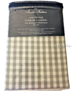 Brooks Brothers Turkish Flannel Standard Pillowcases Set of 2 Gray Check... - $39.17