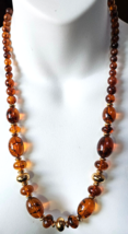 Vintage Trifari Gold-tone Graduated Faux Amber Lucite Bead Necklace 24&quot; - $34.65