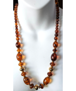 Vintage Trifari Gold-tone Graduated Faux Amber Lucite Bead Necklace 24&quot; - €30,38 EUR