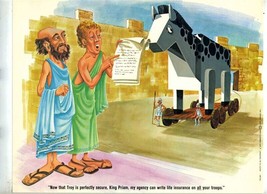 King Priam of Troy and Trojan Horse &amp; Insurance Agent Color Comic Print 1970 - £21.81 GBP