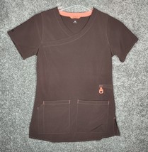 Carhartt Force Scrubs Top Womens X-Small Brown Orange Short Sleeve Multi-Pocket - £9.34 GBP