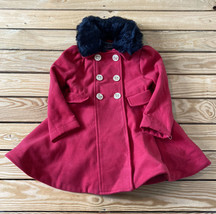 rothschild girl’s faux fur lined button up coat size 4 red HG - $31.10