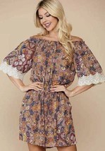 NEW Gigio by UMGEE M Floral Pull-on Half Sleeve side pockets Rayon Romper - £15.69 GBP