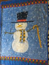 Vintage Biederlack Blanket  Snowman Winter Reversible 56x77 Germany - £39.43 GBP