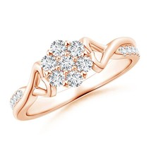 ANGARA Lab-Grown Ct 0.5 Diamond Cluster Promise Ring in 14K Solid Gold - £667.77 GBP