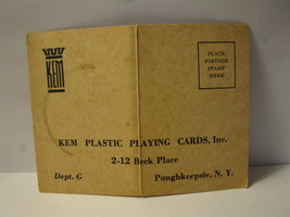 Board Game Parts: vintage KEM Plastic Playing Cards unused Registration card - $2.00