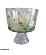 Hand Painted Footed Pedestal Glass Bowl Artist Signed Susie Large 8&quot; x 9... - £23.81 GBP