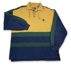 Vintage 90s Colorblock Striped Jersey Lace Collar Sweatshirt Size Large IOU - £19.38 GBP