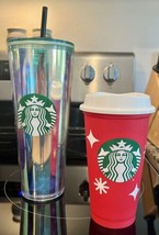 Starbucks Tumbler 24 Oz And 25 Years Holiday Cup Of Cheer - £10.50 GBP