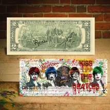 Kiss The Beatles Baseball Fury Brooklyn $2 Us Bill Pop Art HAND-SIGNED By Rency - £19.38 GBP