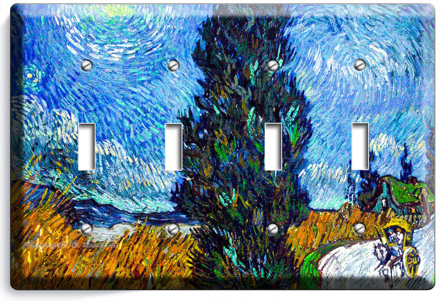 VAN GOGH PROVIDENCE COUNTRY ROAD BY NIGHT LIGHTSWITCH OUTLET WALL PLATE ROOM ART Item image 5