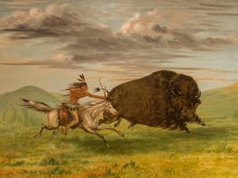 George Catlin Indian Killing Buffalo with Bow and Arrow Giclee Print Ships Free - £31.07 GBP+