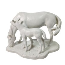 Goebel Mare &amp; Colt White Glazed Horse Figurine 1974 G Bockmann Horse Germany - £101.63 GBP