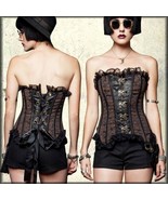 Lip Service Pirate Victorian Steampunk Womens Metal Boning Corset Brown ... - £91.11 GBP