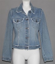 Vtg ZANA di Frayed Distressed 2-Pkt Light Blue Denim Trucker Jacket Wm&#39;s... - £43.95 GBP