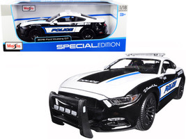 2015 Ford Mustang GT 5.0 Police Car Black and White with Blue Stripes 1/... - $61.29