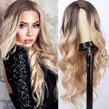 Body Wave Wig 26inch Middle Part Wigs Lace Front Blonde Gradient Hair For Women - £20.50 GBP