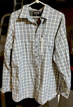 Solaris Men&#39;s Long-Sleeve Plaid Blue Gray Shirt XL - £11.19 GBP